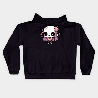 Cute Halloween Skull Girl in a Kawaii Costume | Cute Halloween Design for Girls Kids Hoodie